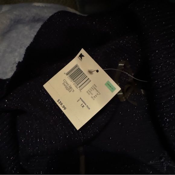 Navy sparkly cowl sweater 3/4 sleeve new - Picture 3 of 3